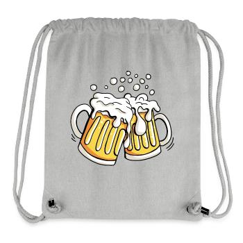 Two beer mugs with beer foam - beer - alcohol - Stanley/Stella Recycled Gym Bag - heather grey - Front