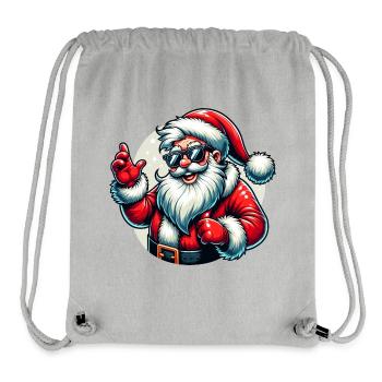 Père Noël avec des lunettes de soleil Déguisement de Noël - Sac à cordon recyclé Stanley/Stella - gris chiné - Devant