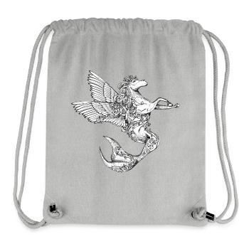 Cheval fantastique avec des ailes et une queue de poisson - Sac à cordon recyclé Stanley/Stella - gris chiné - Devant
