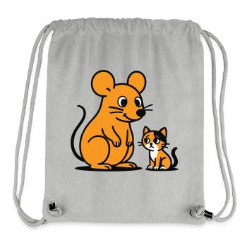 Cuddly Mouse and Kitten Duo - Stanley/Stella Recycled Gym Bag - heather grey - Front