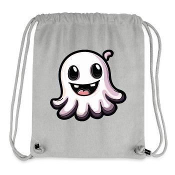 Fantôme Halloween Bande dessinée mignonne - Sac à cordon recyclé Stanley/Stella - gris chiné - Devant