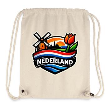 Niederländischer Sonnenaufgang mit Windmühlen-Tulpen - Stanley/Stella recycelter Gym Bag - Naturweiß - Vorne