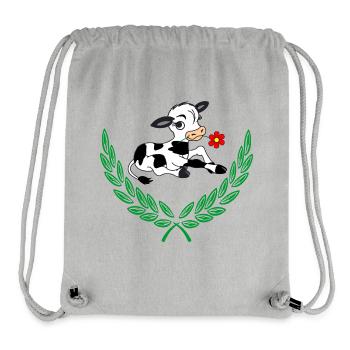 Cute calf in green laurel wreath - Stanley/Stella Recycled Gym Bag - heather grey - Front