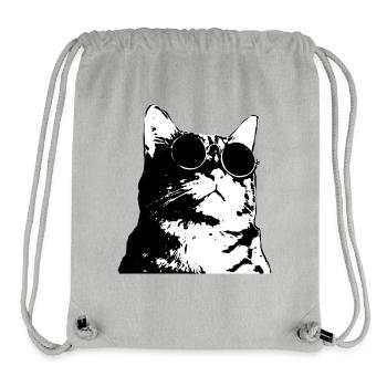 Chat avec des lunettes de soleil dans un style art de rue - Sac à cordon recyclé Stanley/Stella - gris chiné - Devant