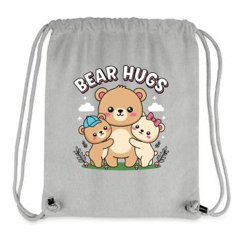 Adorable Bear Hugs Cartoon Design - Stanley/Stella Recycled Gym Bag - heather grey - Front