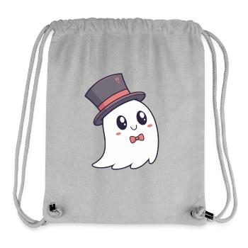 Fantôme chic chapeau et nœud papillon - Sac à cordon recyclé Stanley/Stella - gris chiné - Devant