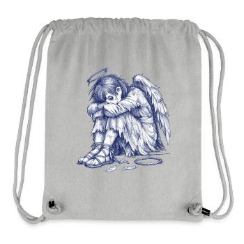 Ange triste | Dessin peint à la main - Sac à cordon recyclé Stanley/Stella - gris chiné - Devant