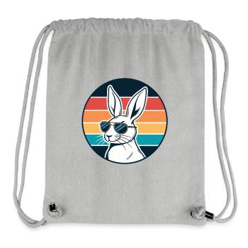 Lapin rétro ensoleillé avec lunettes - Sac à cordon recyclé Stanley/Stella - gris chiné - Devant