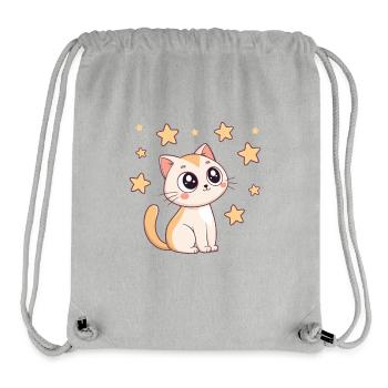 Chat étoilé kawaii - Sac à cordon recyclé Stanley/Stella - gris chiné - Devant