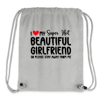 J’aime ma copine Couple Idée cadeau petit ami - Sac à cordon recyclé Stanley/Stella - gris chiné - Devant