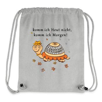 Schildkröte, komm ich Heut nicht, komm ich Morgen - Stanley/Stella recycelter Gym Bag - Grau meliert - Vorne