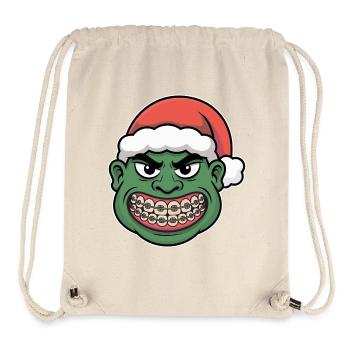 Sourire du Père Noël vert - Sac à cordon recyclé Stanley/Stella - blanc naturel - Devant