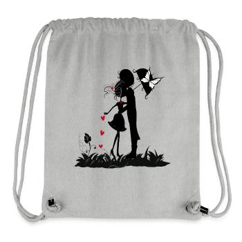 Découpage de papier amoureux - Sac à cordon recyclé Stanley/Stella - gris chiné - Devant