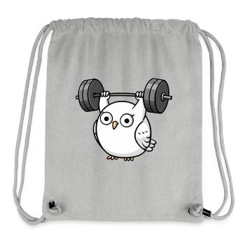 Drôle de hibou développé couché haltère dessin animé - Sac à cordon recyclé Stanley/Stella - gris chiné - Devant