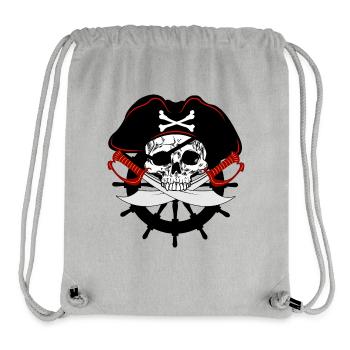 Crâne de pirate - Sac à cordon recyclé Stanley/Stella - gris chiné - Devant