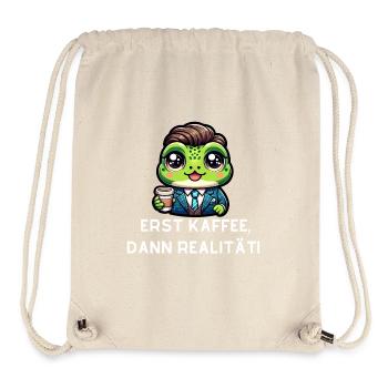 Frosch mit witzigen Kaffee Spruch - Stanley/Stella recycelter Gym Bag - Naturweiß - Vorne