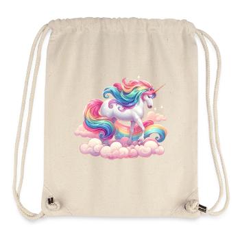 Bunter Einhorn mit Regenbogen und rosa Wolke - Stanley/Stella recycelter Gym Bag - Naturweiß - Vorne