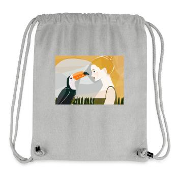 Les yeux dans les yeux avec l’oiseau - Sac à cordon recyclé Stanley/Stella - gris chiné - Devant