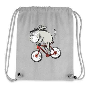 Esel Fährt Fahrrad I Drahtesel I Radeln Geschenk - Stanley/Stella recycelter Gym Bag - Grau meliert - Vorne