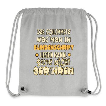 Blindenschrift bitte nicht berühren ! - Stanley/Stella recycelter Gym Bag - Grau meliert - Vorne