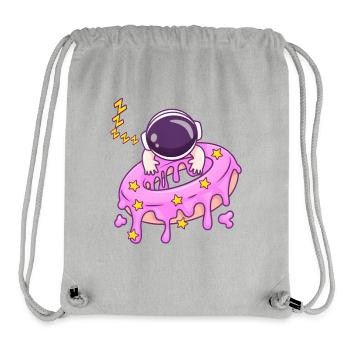 Mignon bébé astronaute dormant sur un dessin animé de beignet - Sac à cordon recyclé Stanley/Stella - gris chiné - Devant