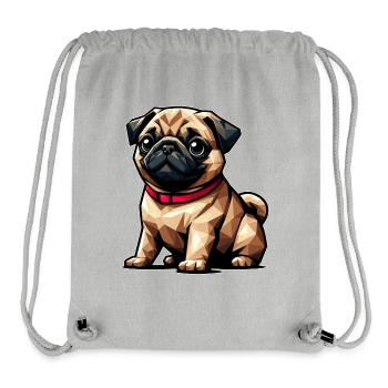 Carlin géométrique Design Chien Polygone Art - Sac à cordon recyclé Stanley/Stella - gris chiné - Devant