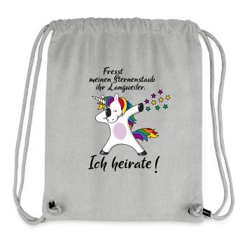 Fresst Sternenstaub Einhorn Ich heirate JGA - Stanley/Stella recycelter Gym Bag - Grau meliert - Vorne