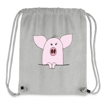 Cuddly Pink Pig Cartoon - Stanley/Stella Recycled Gym Bag - heather grey - Front