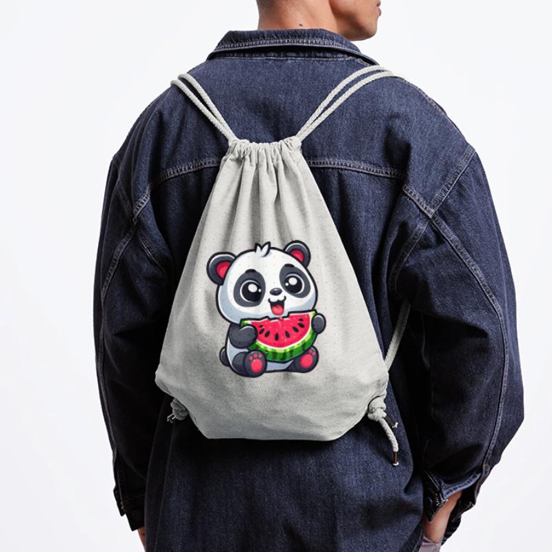Panda avec pastèque fruité mignon Sac à cordon recyclé Stanley/Stella