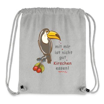 mit mir ist nicht gut Kirschen essen, Tukan - Stanley/Stella recycelter Gym Bag - Grau meliert - Vorne