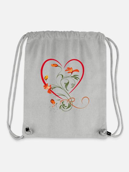 Herz mit Blumenranke - Stanley/Stella recycelter Gym Bag - Grau meliert