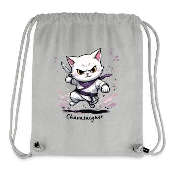 Chat maître de combat, ça va saigner ! humour - Sac à cordon recyclé Stanley/Stella - gris chiné - Devant