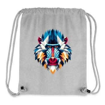 Bunter,geometrischer Mandrill Affe-Polygonen Motiv - Stanley/Stella recycelter Gym Bag - Grau meliert - Vorne