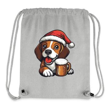 Bière de Noël Beagle Dog - Sac à cordon recyclé Stanley/Stella - gris chiné - Devant
