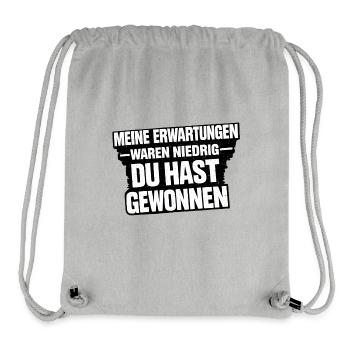 Niedrige Erwartungen Gewonnen - Stanley/Stella recycelter Gym Bag - Grau meliert - Vorne