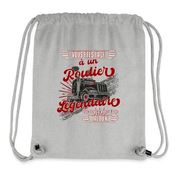 Routier légendaire cadeau chauffeur poids lourd - Sac à cordon recyclé Stanley/Stella - gris chiné - Devant