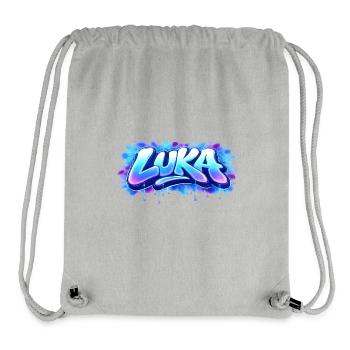 Graffiti  LUKA Prénom cadeau idéal imprimable  - Sac à cordon recyclé Stanley/Stella - gris chiné - Devant