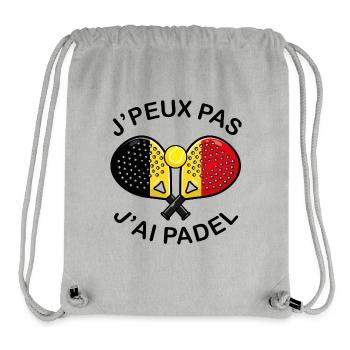 J'peux pas j'ai Padel Belgique Humour Padeliste - Sac à cordon recyclé Stanley/Stella - gris chiné - Devant