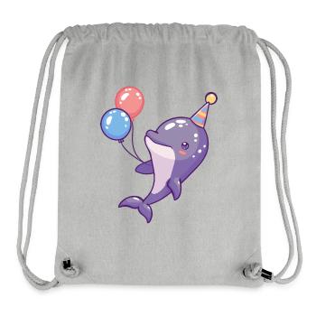 Dauphin Anniversaire Bande Dessinée Mignon - Sac à cordon recyclé Stanley/Stella - gris chiné - Devant