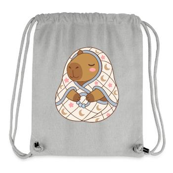 Cute Sleeping Baby Capybara in Moonlit Quilt - Stanley/Stella Recycled Gym Bag - heather grey - Front