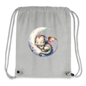 Cute baby dragon sleeping on a moon - Stanley/Stella Recycled Gym Bag - heather grey - Front