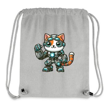 Coole Cartoon Katze Kater Roboter Cyborg Mech - Stanley/Stella recycelter Gym Bag - Grau meliert - Vorne