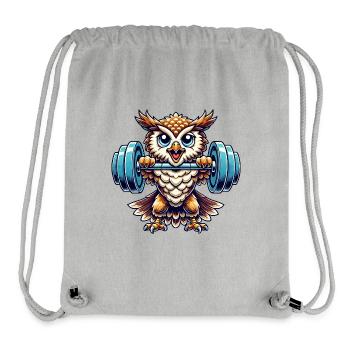 hibou poids haltérophilie fort hibou forme physique - Sac à cordon recyclé Stanley/Stella - gris chiné - Devant