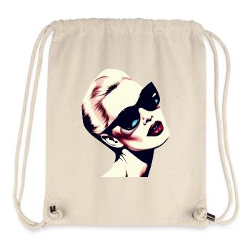 Pop Art Femme Avec Lunettes De Soleil Design - Sac à cordon recyclé Stanley/Stella - blanc naturel - Devant