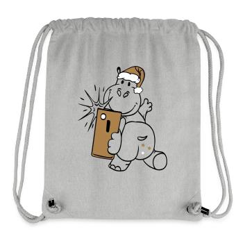 Selfie Hippopotame - Sac à cordon recyclé Stanley/Stella - gris chiné - Devant