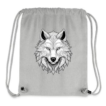 Mystic Wolf with Detail Drawing - Stanley/Stella Recycled Gym Bag - heather grey - Front