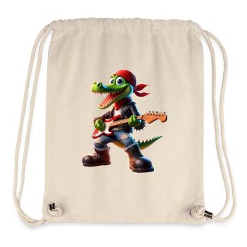 Kroko-Rocker mit Gitarre - Stanley/Stella recycelter Gym Bag - Naturweiß - Vorne