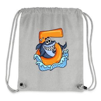 5 years old - shark - Stanley/Stella Recycled Gym Bag - heather grey - Front