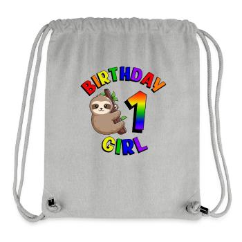 Birthday 1 Girl Cute Baby Sloth - Stanley/Stella Recycled Gym Bag - heather grey - Front