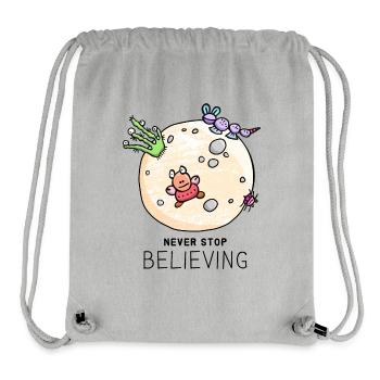 "Never Stop Believing" positiver Spruch mit Aliens - Stanley/Stella recycelter Gym Bag - Grau meliert - Vorne